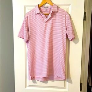 Peter Millar Pink Stripped Polo Shirt: size M